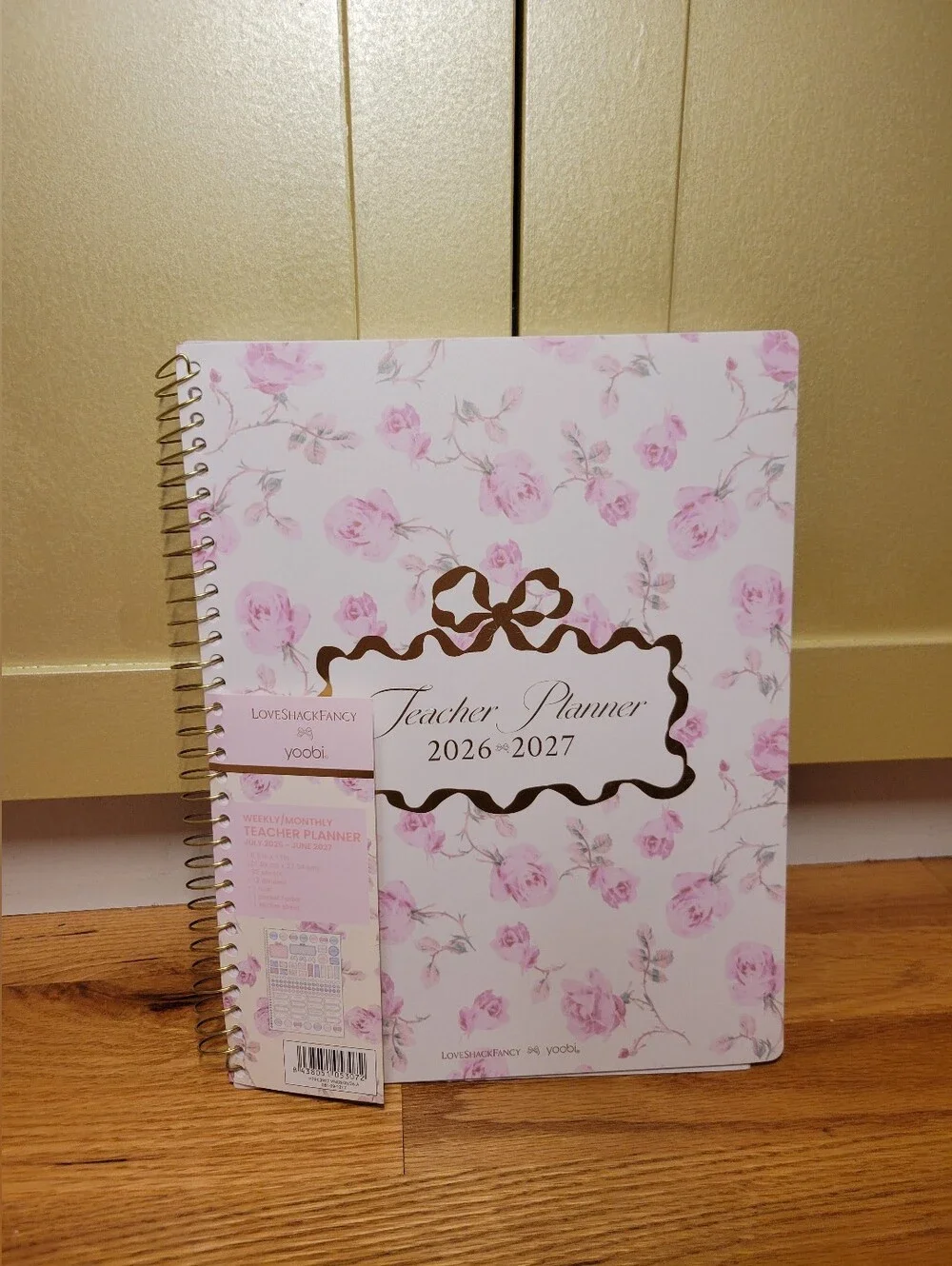NWT LoveShackFancy x Yoobi 2026-2027 Teacher Planner Ribbon Rosa - Sterling Dusk
